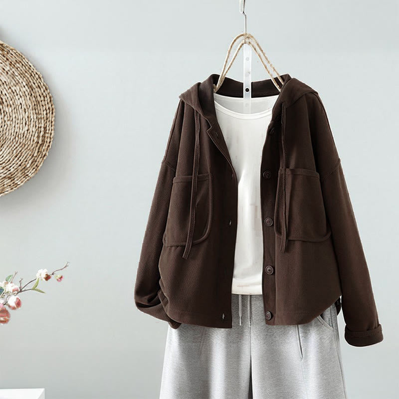 Cardigan da donna a maniche lunghe con bottoni decorativi in ​​tinta unita Buddha Stones - Marrone sella - US8-10, UK/AU12-14, EU40-42 (2XL) - image 0