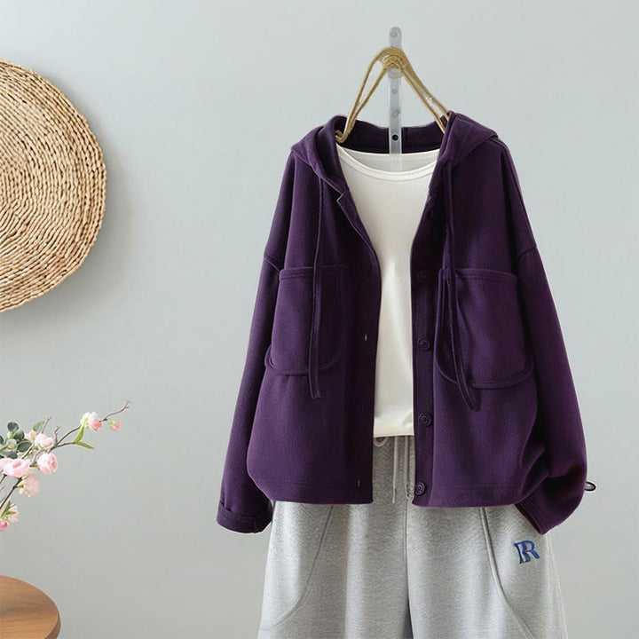 Cardigan da donna a maniche lunghe con bottoni decorativi in ​​tinta unita Buddha Stones - Viola - US8-10, UK/AU12-14, EU40-42 (2XL) - image 1