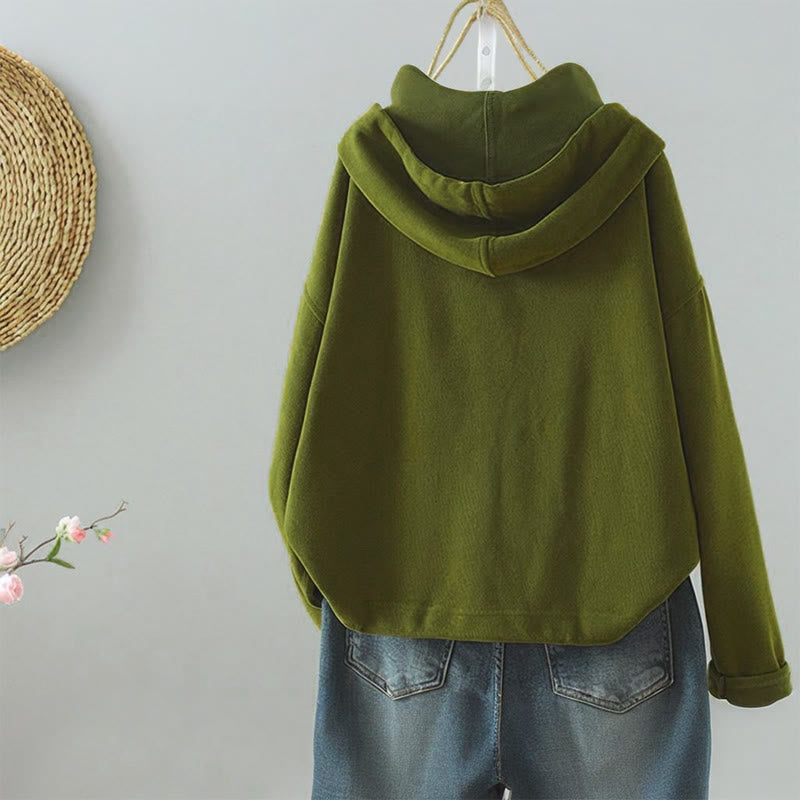 Cardigan da donna a maniche lunghe con bottoni decorativi in ​​tinta unita Buddha Stones - image 5