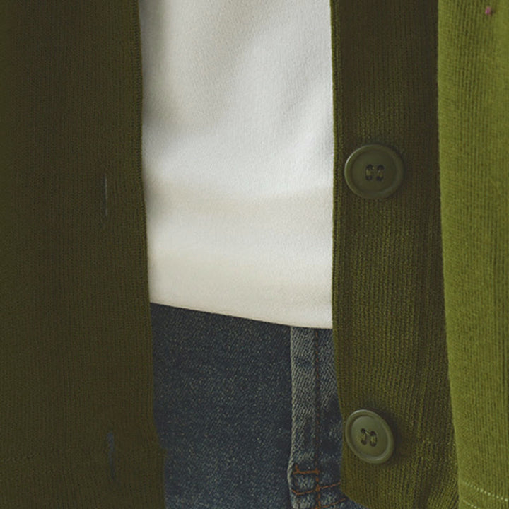 Cardigan da donna a maniche lunghe con bottoni decorativi in ​​tinta unita Buddha Stones - image 11