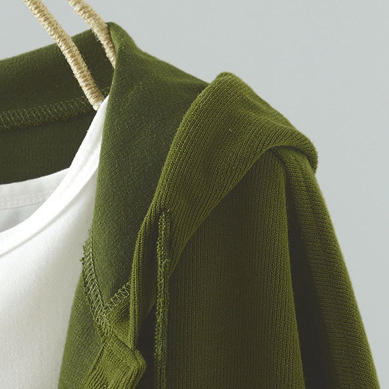 Cardigan da donna a maniche lunghe con bottoni decorativi in ​​tinta unita Buddha Stones - image 10