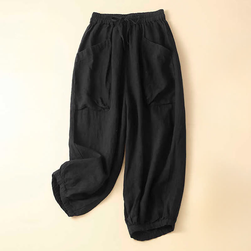 Pantaloni Capri Harem in cotone con tasche da donna Buddha Stones Commute - Nero - US8-10, UK/AU12-14, EU40-42 (2XL) - image 6