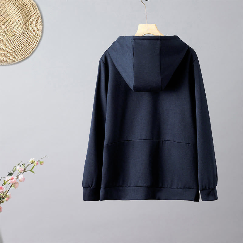 Felpa con cappuccio da donna a maniche lunghe con ricamo autunnale Buddha Stones Bear - image 2