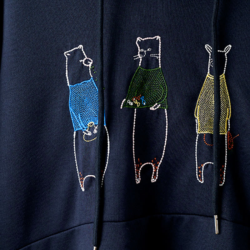 Felpa con cappuccio da donna a maniche lunghe con ricamo autunnale Buddha Stones Bear - image 6