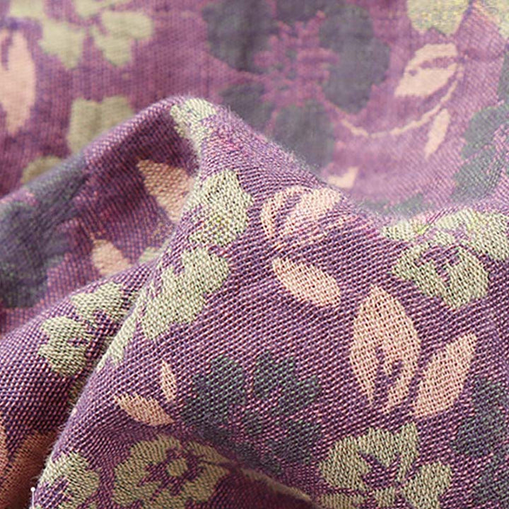 Set pigiama in cotone con scollo rotondo, manica lunga, pantaloni e camicia con bottoni a rana, motivo floreale, 2 pezzi , Buddha Stones  - image 10