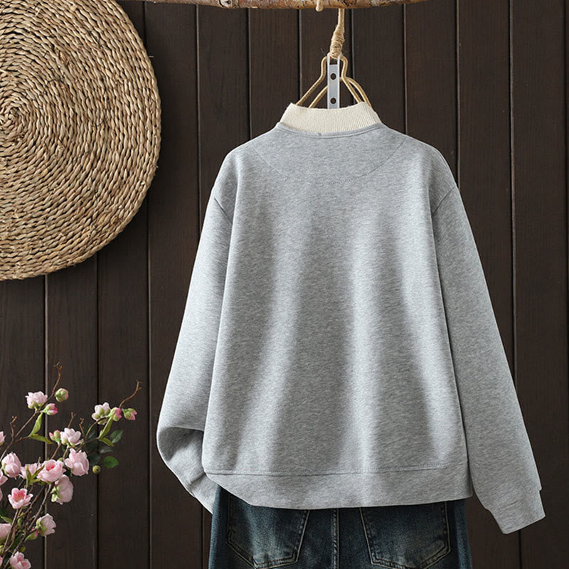 Giacca da donna in cotone a maniche lunghe con scollo a V e bottoni, semplice e semplice, Buddha Stones - image 7