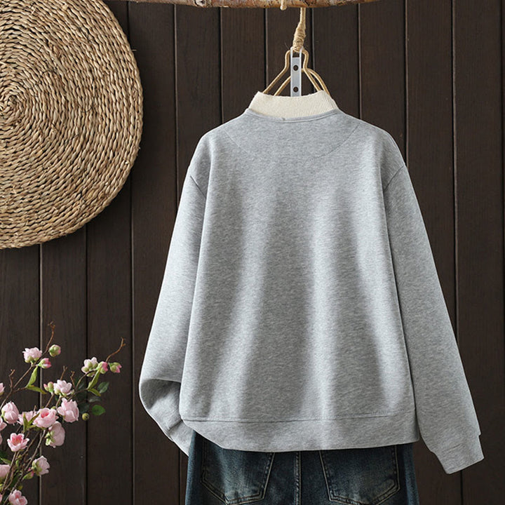 Giacca da donna in cotone a maniche lunghe con scollo a V e bottoni, semplice e semplice, Buddha Stones - image 7