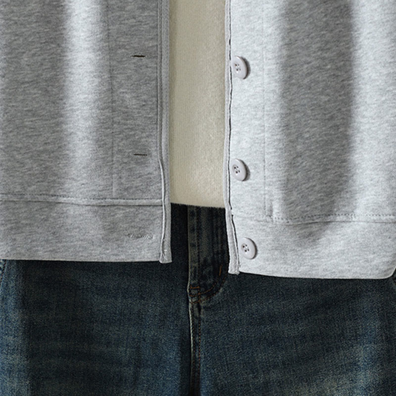 Giacca da donna in cotone a maniche lunghe con scollo a V e bottoni, semplice e semplice, Buddha Stones - image 12