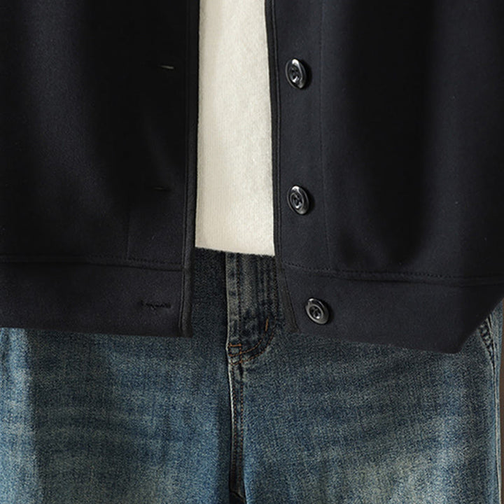 Giacca da donna in cotone a maniche lunghe con scollo a V e bottoni, semplice e semplice, Buddha Stones - image 4