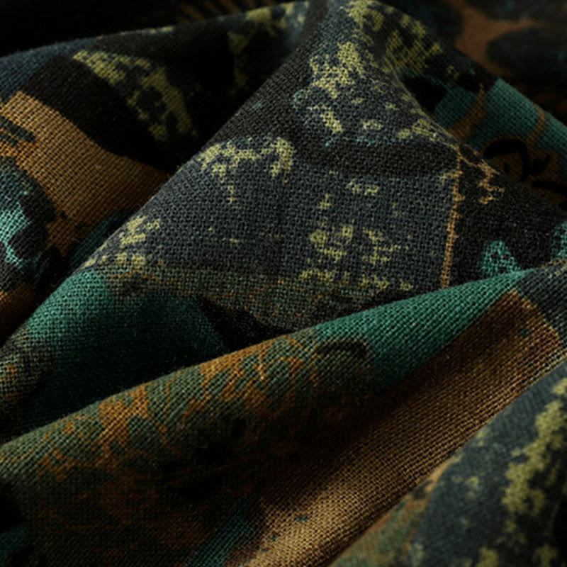 Maglietta da donna a maniche lunghe con scollo a V, patchwork geometrico autunnale Buddha Stones e tasche - image 15