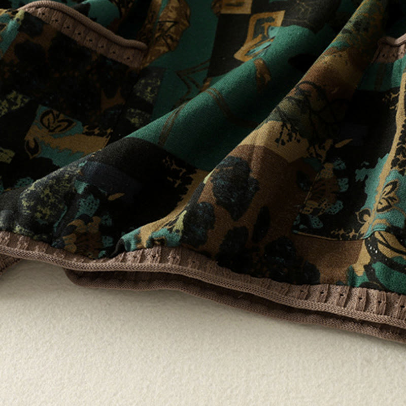 Maglietta da donna a maniche lunghe con scollo a V, patchwork geometrico autunnale Buddha Stones e tasche - image 14