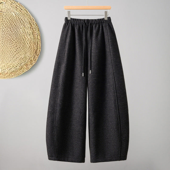 Pantaloni da donna spessi con tasche e lacci in cotone tinta unita Buddha Stones - Nero - US8-10, UK/AU12-14, EU40-42 (2XL) - image 0