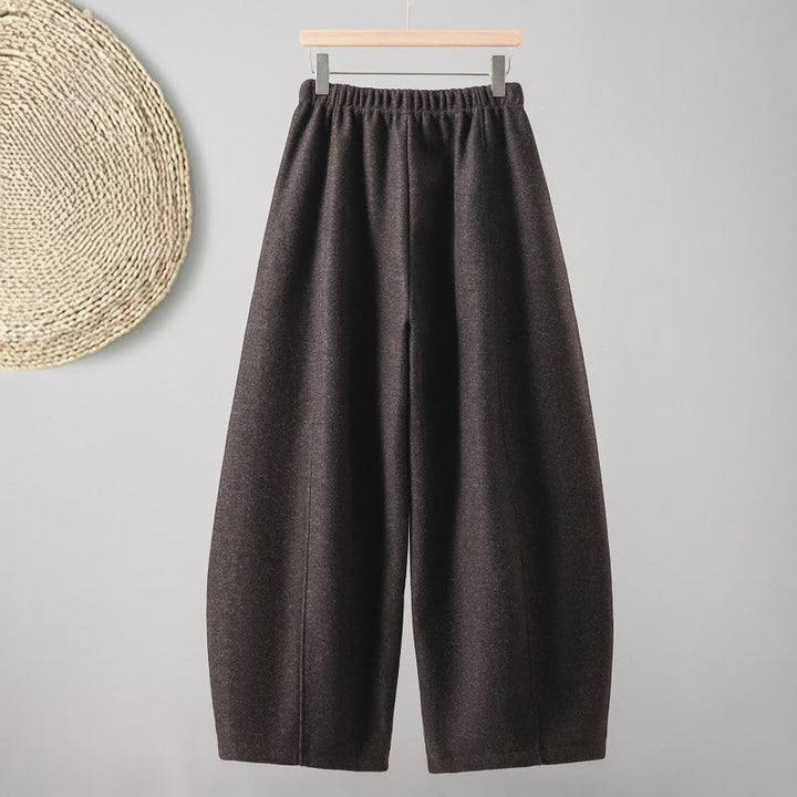 Pantaloni da donna spessi con tasche e lacci in cotone tinta unita Buddha Stones - Marrone sella - US8-10, UK/AU12-14, EU40-42 (2XL) - image 14