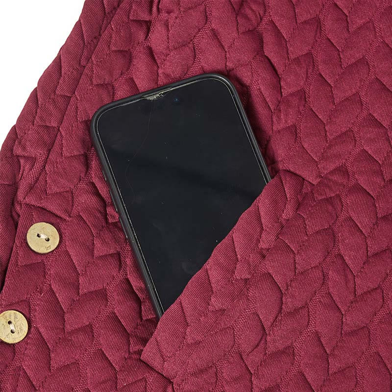 Cappotto da donna con cappuccio a maniche lunghe e tasche, modello spiga di grano autunnale Buddha Stones, di media lunghezza - image 3