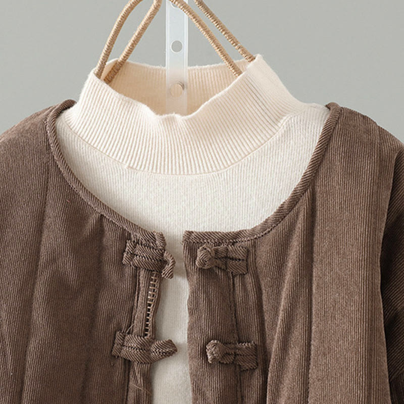 Giacca da donna in cotone a maniche lunghe con bottoni a rana, semplice e semplice , Buddha Stones - image 2