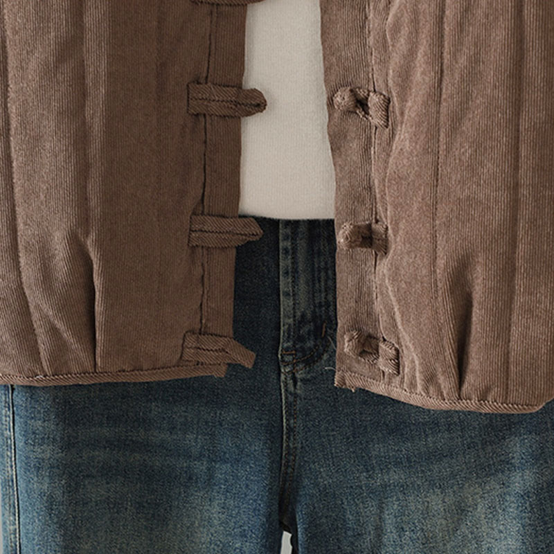 Giacca da donna in cotone a maniche lunghe con bottoni a rana, semplice e semplice , Buddha Stones - image 5