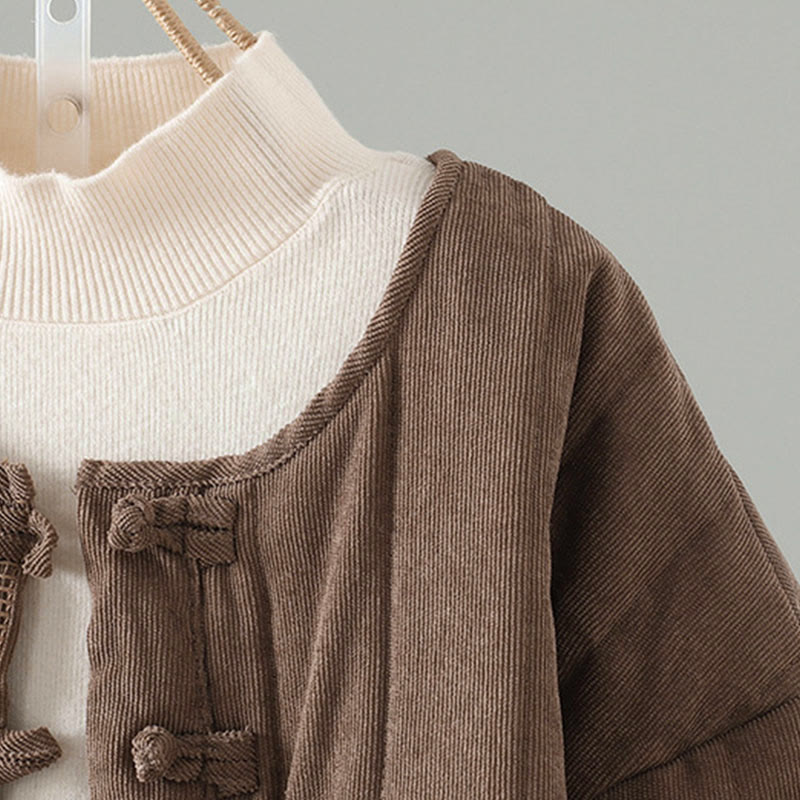 Giacca da donna in cotone a maniche lunghe con bottoni a rana, semplice e semplice , Buddha Stones - image 3