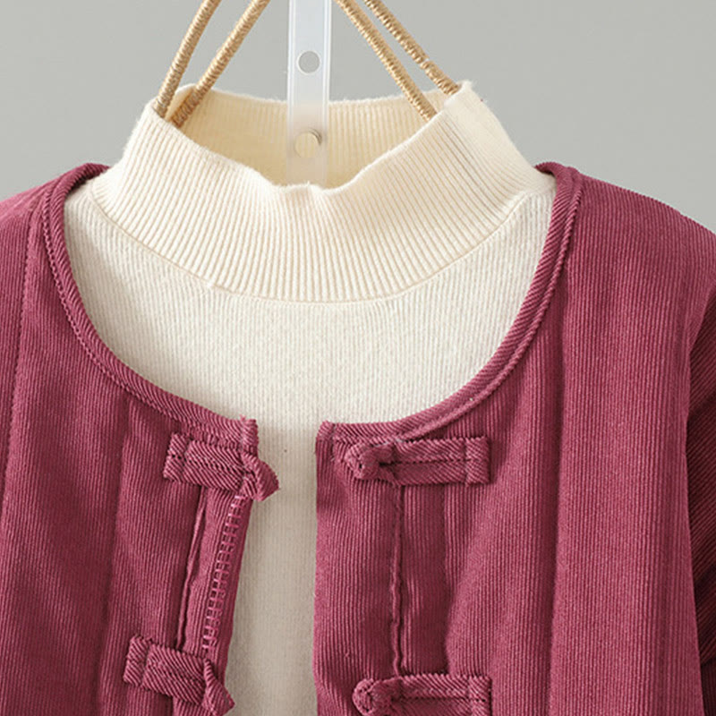 Giacca da donna in cotone a maniche lunghe con bottoni a rana, semplice e semplice , Buddha Stones - image 17