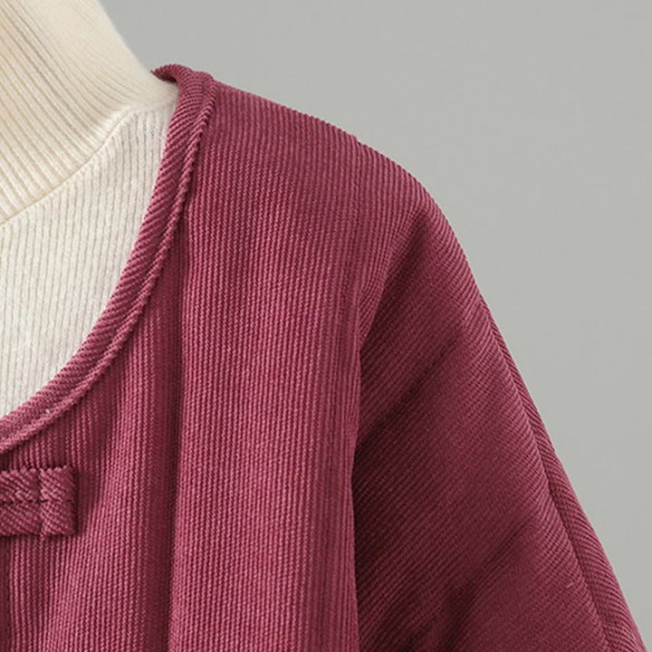 Giacca da donna in cotone a maniche lunghe con bottoni a rana, semplice e semplice , Buddha Stones - image 16