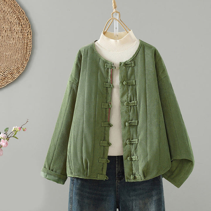 Giacca da donna in cotone a maniche lunghe con bottoni a rana, semplice e semplice , Buddha Stones - Verdemare medio - US14, UK/AU18, EU46 (2XL) - image 10