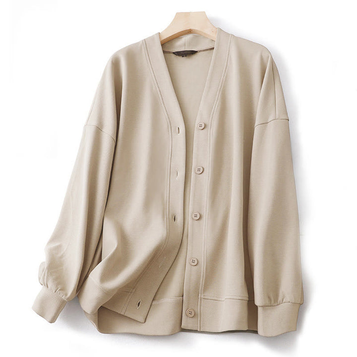 Giacca da donna in cotone a maniche lunghe con bottoni semplici Buddha Stones - PapayaWhip - US12, UK/AU16, EU44 (2XL) - image 0