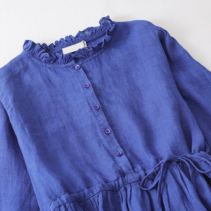 Abito midi in cotone a maniche lunghe con tasche Buddha Stones - image 2