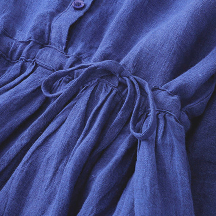 Abito midi in cotone a maniche lunghe con tasche Buddha Stones - image 5