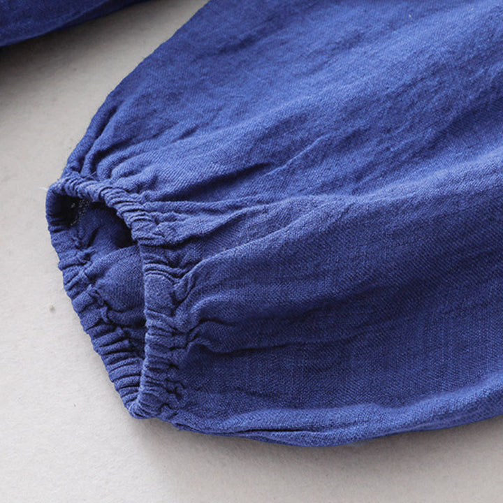 Abito midi in cotone a maniche lunghe con tasche Buddha Stones - image 6