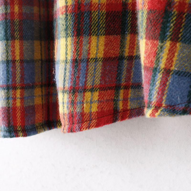 Gonna in cotone con motivo scozzese da donna, autunno inverno, Buddha Stones, con tasche - image 4