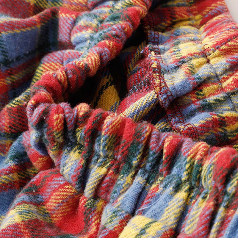 Gonna in cotone con motivo scozzese da donna, autunno inverno, Buddha Stones, con tasche - image 7