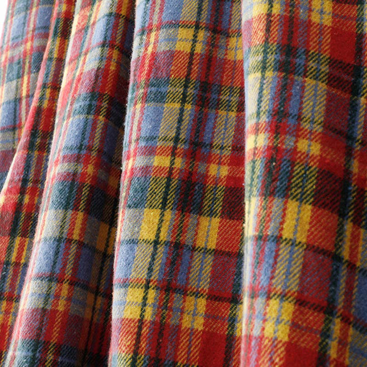 Gonna in cotone con motivo scozzese da donna, autunno inverno, Buddha Stones, con tasche - image 8