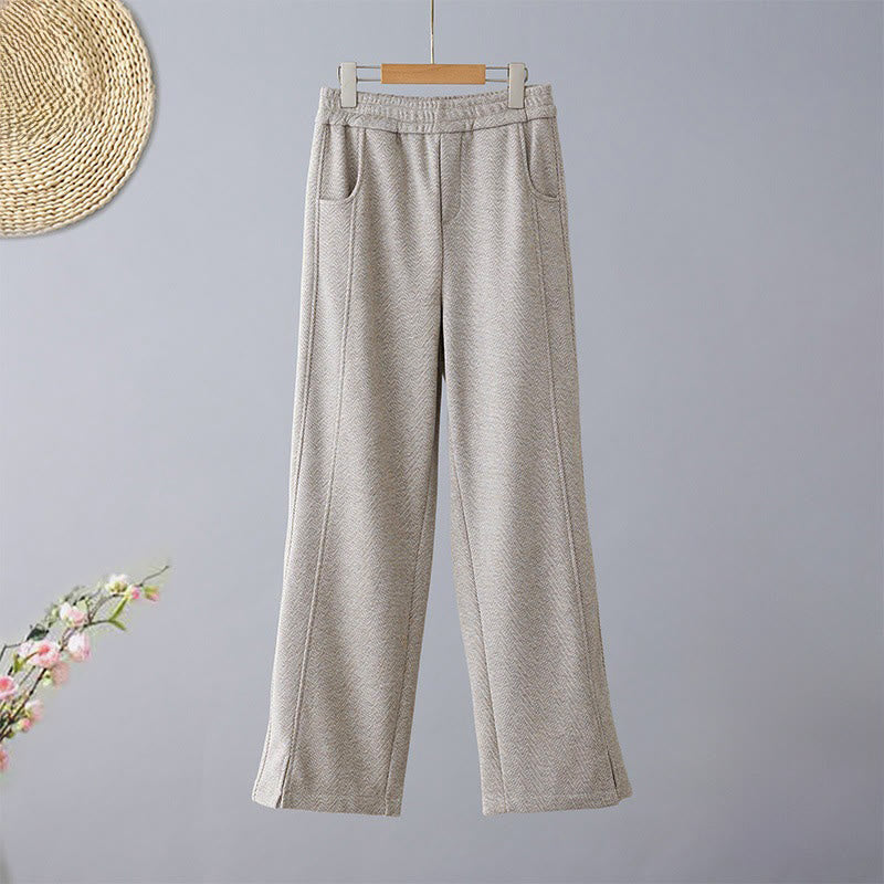 Buddha Stones Pantaloni casual da donna in cotone spesso con tasche e tinta unita - Grigio scuro - US8-10, UK/AU12-14, EU40-42 (2XL) - image 9