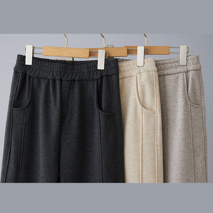 Buddha Stones Pantaloni casual da donna in cotone spesso con tasche e tinta unita - image 13