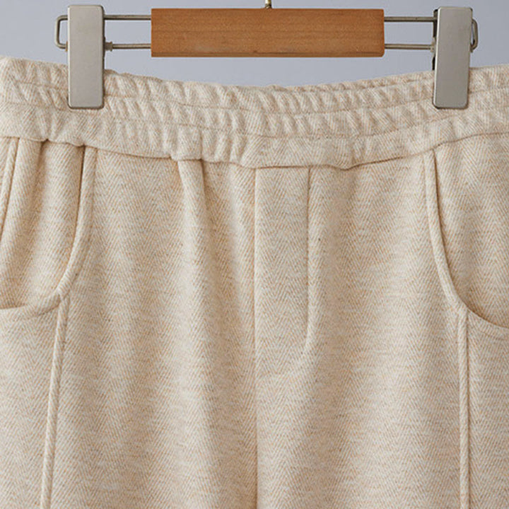 Buddha Stones Pantaloni casual da donna in cotone spesso con tasche e tinta unita - image 3