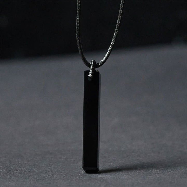 Collana con ciondolo di trasformazione in ossidiana nera e arenaria blu Buddha Stones - Ossidiana nera - image 0