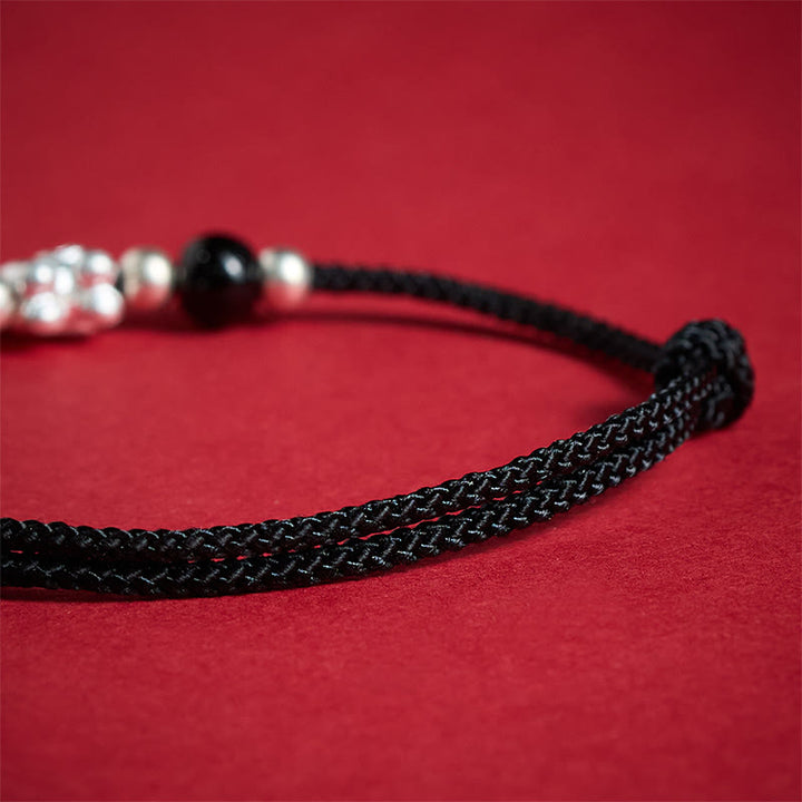 Braccialetto con cordino della prosperità dell'anno del cavallo in argento sterling 999 con agata rossa e Buddha Stones - image 18