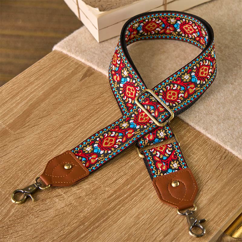 Borse a tracolla regolabili in jacquard con Buddha Stones, marrone e nero, con tracolla in cartamo - image 2