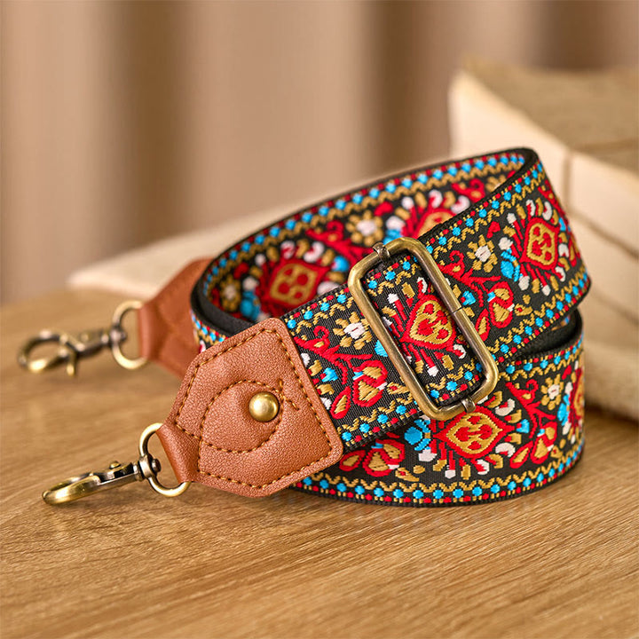 Borse a tracolla regolabili in jacquard con Buddha Stones, marrone e nero, con tracolla in cartamo - image 3