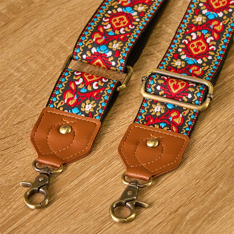 Borse a tracolla regolabili in jacquard con Buddha Stones, marrone e nero, con tracolla in cartamo - image 4