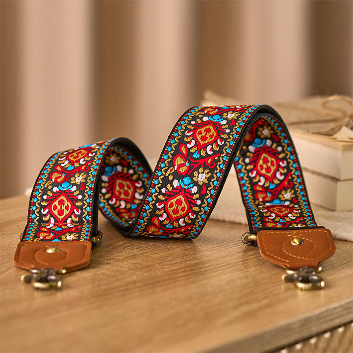 Borse a tracolla regolabili in jacquard con Buddha Stones, marrone e nero, con tracolla in cartamo - Marrone - 80-140 cm*5 cm - image 0