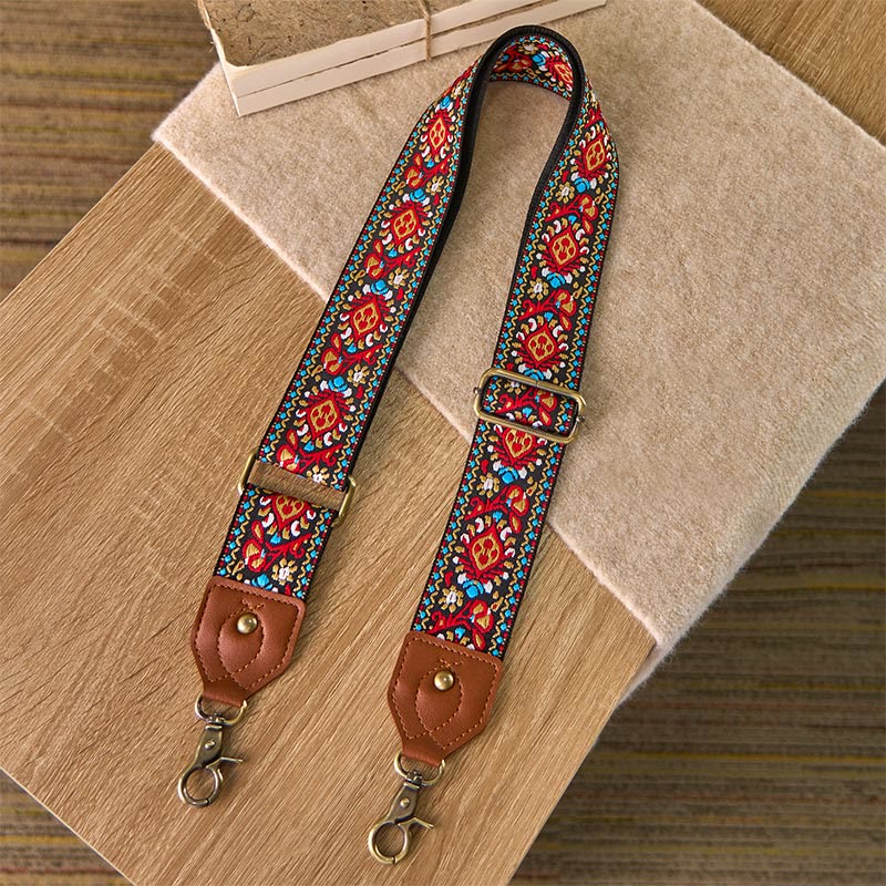 Borse a tracolla regolabili in jacquard con Buddha Stones, marrone e nero, con tracolla in cartamo - image 1