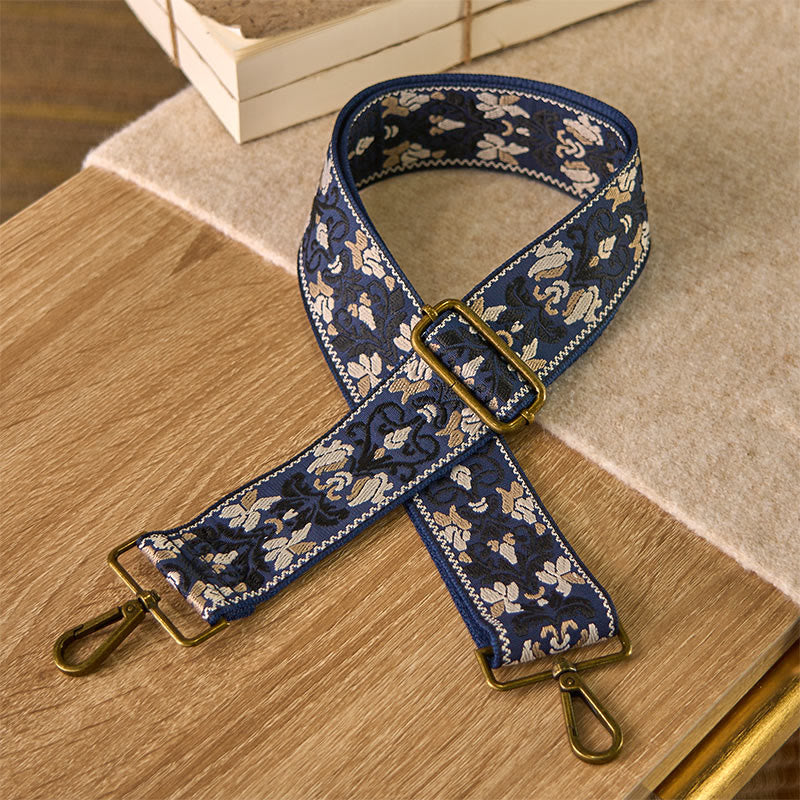 Borse a tracolla regolabili con ricami geometrici, motivo floreale Buddha Stones , per borse a tracolla e borsette di ricambio - SteelBlue - 75-135 cm*5 cm - image 5