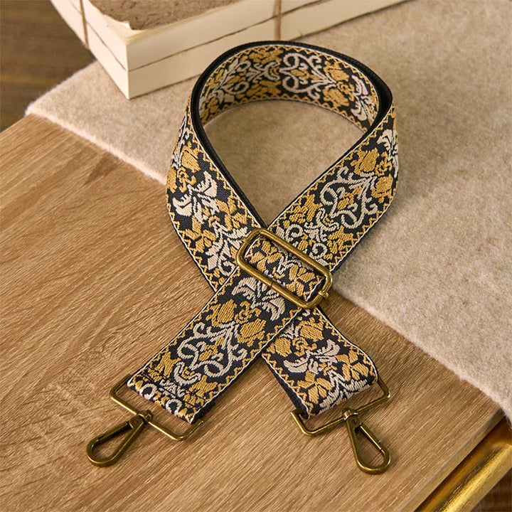 Borse a tracolla regolabili con ricami geometrici, motivo floreale Buddha Stones , per borse a tracolla e borsette di ricambio - Nero cachi - 75-135 cm*5 cm - image 13