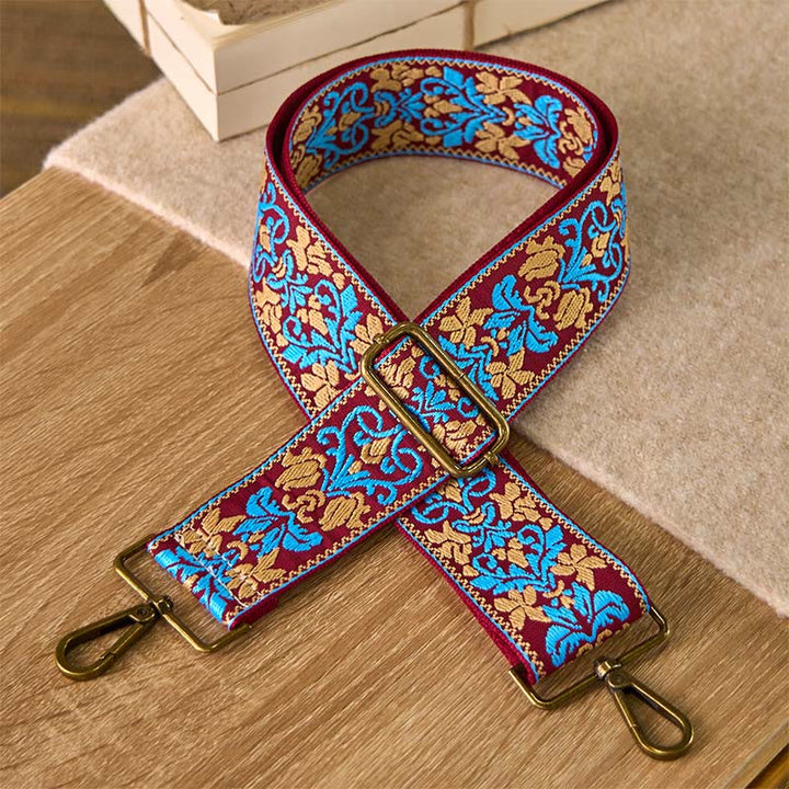 Borse a tracolla regolabili con ricami geometrici, motivo floreale Buddha Stones , per borse a tracolla e borsette di ricambio - Marrone Blu - 75-135 cm*5 cm - image 11