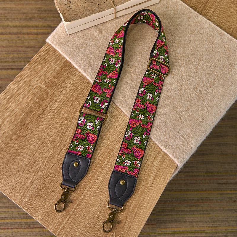 Borse a tracolla regolabili con Buddha Stones, rosa boema, fiori rossi, foglie verdi, tracolle di ricambio per borse - image 1