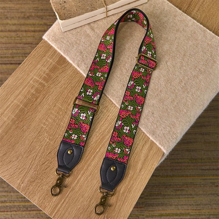 Borse a tracolla regolabili con Buddha Stones, rosa boema, fiori rossi, foglie verdi, tracolle di ricambio per borse - image 1