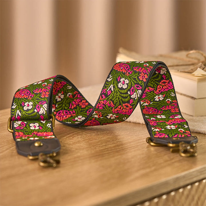 Borse a tracolla regolabili con Buddha Stones, rosa boema, fiori rossi, foglie verdi, tracolle di ricambio per borse - image 2