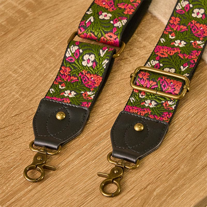 Borse a tracolla regolabili con Buddha Stones, rosa boema, fiori rossi, foglie verdi, tracolle di ricambio per borse - image 4