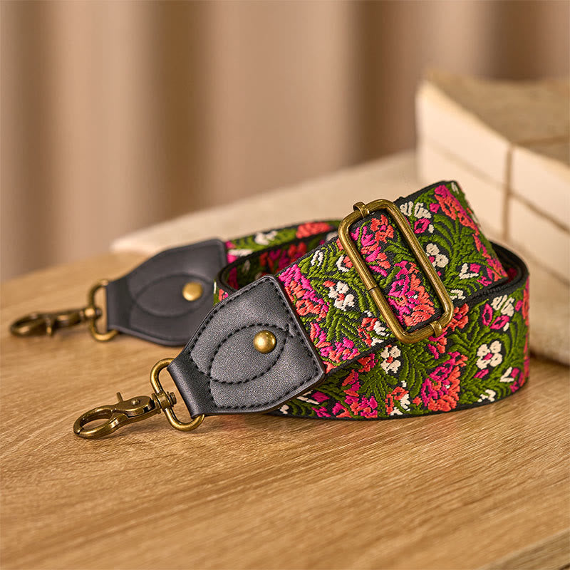 Borse a tracolla regolabili con Buddha Stones, rosa boema, fiori rossi, foglie verdi, tracolle di ricambio per borse - image 3