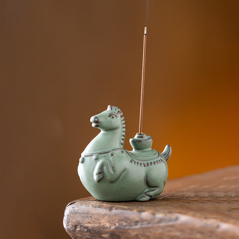 Buddha Stones Anno del Cavallo 2026 Lingotto di Capodanno Bruciatore di Incenso della Fortuna - Cavallo acquamarina (7,6*4,1*6,9 cm) - image 11